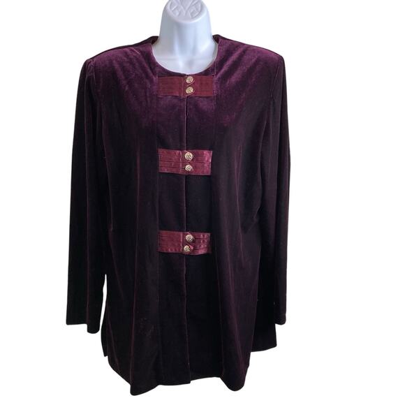 Vintage R&M Richards Karen Kwong Purple Velvet Top Est. Size L Regal Old Money - Picture 1 of 9